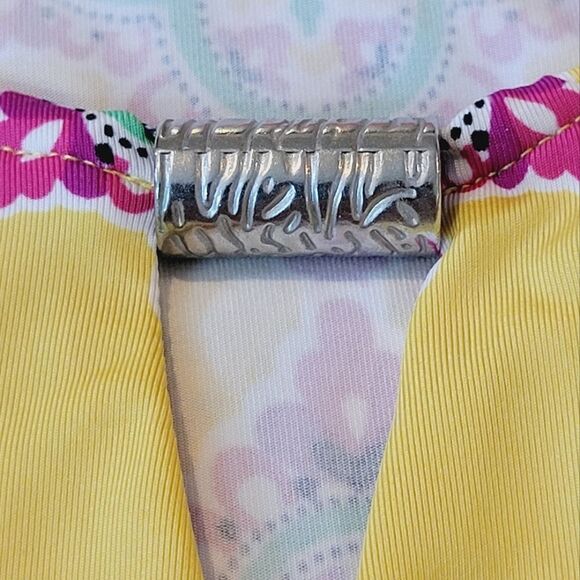 Sunny Leigh Bright Multi Color Keyhole Sleeveless Handkerchief Hem Tunic Top M - Picture 7 of 10